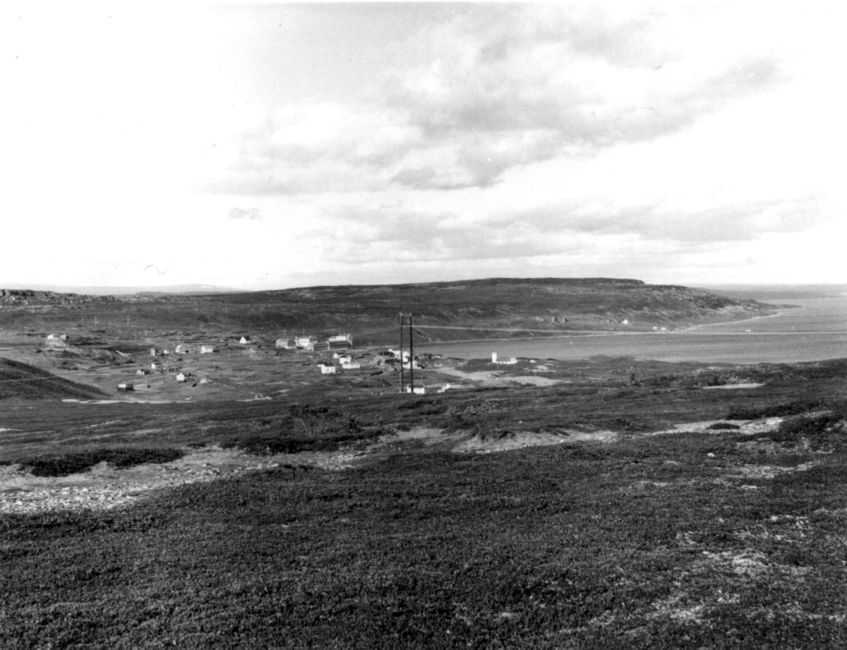 Oversiktsbilde over Karlebotn med bebyggelse, 1968.