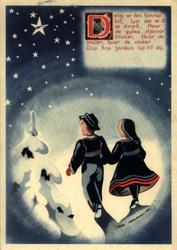 Julekort. Jule- og nyttårshilsen. Vintermotiv.
Stjernenatt.