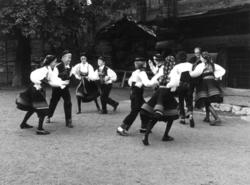 Norsk folkemuseums ungdomsleikarring opptrer, i anledning av