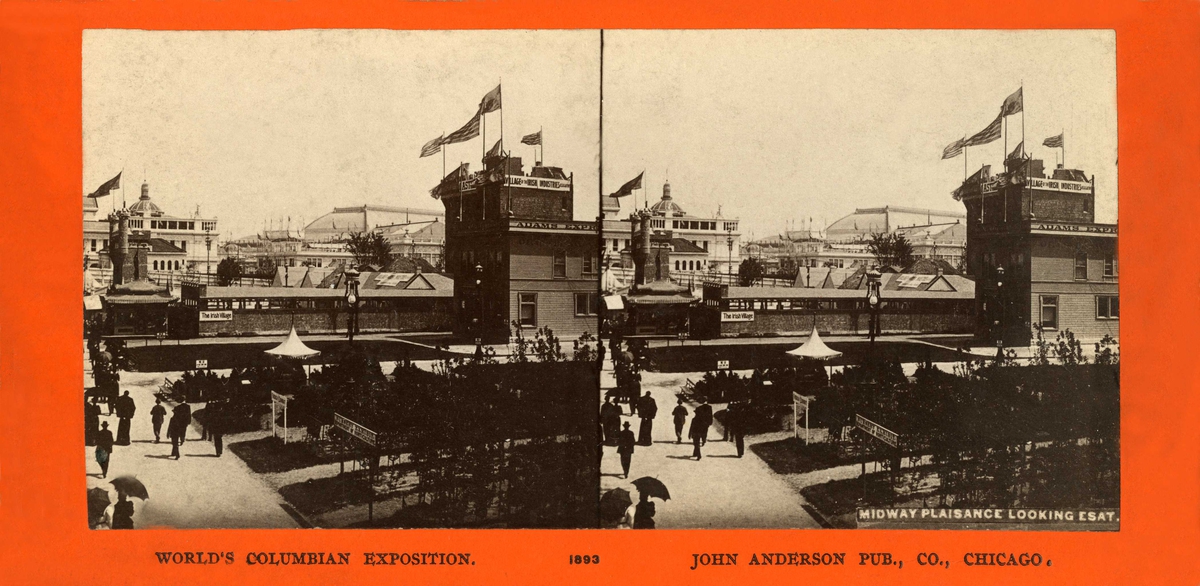 Stereoskopi. Utstillingsområde fra World's Columbian Exposition, Illinois, USA, 1893.