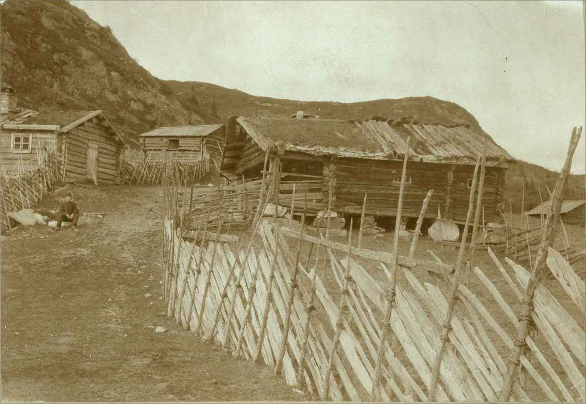 Setertun, Devegg seter, Veggli, Rollag, Buskerud. Fotografert 1907.