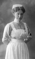 Portrett, sykepleier. Frøken Gahrsen.