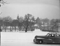 Akershus slott og festning, Oslo, 21.02.1957. Vinterbilde me