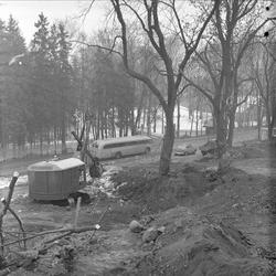 Drammensveien, Vækerø, Oslo, 11.03.1957. Veiarbeid.