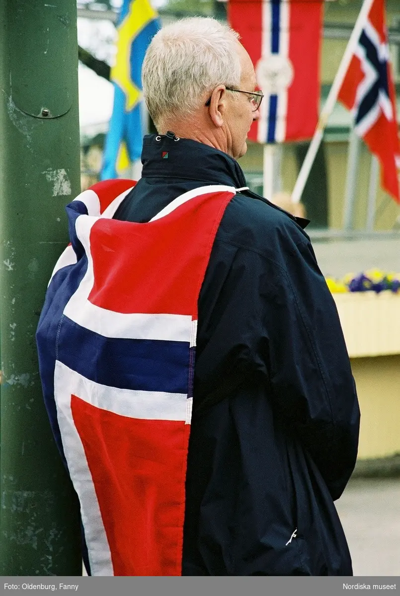 Firandet av den norska nationaldagen 17:e maj i Stockholm. Norges stadsminister Kjell magne Bondevik talar på Sollidensscenen på Skansen.