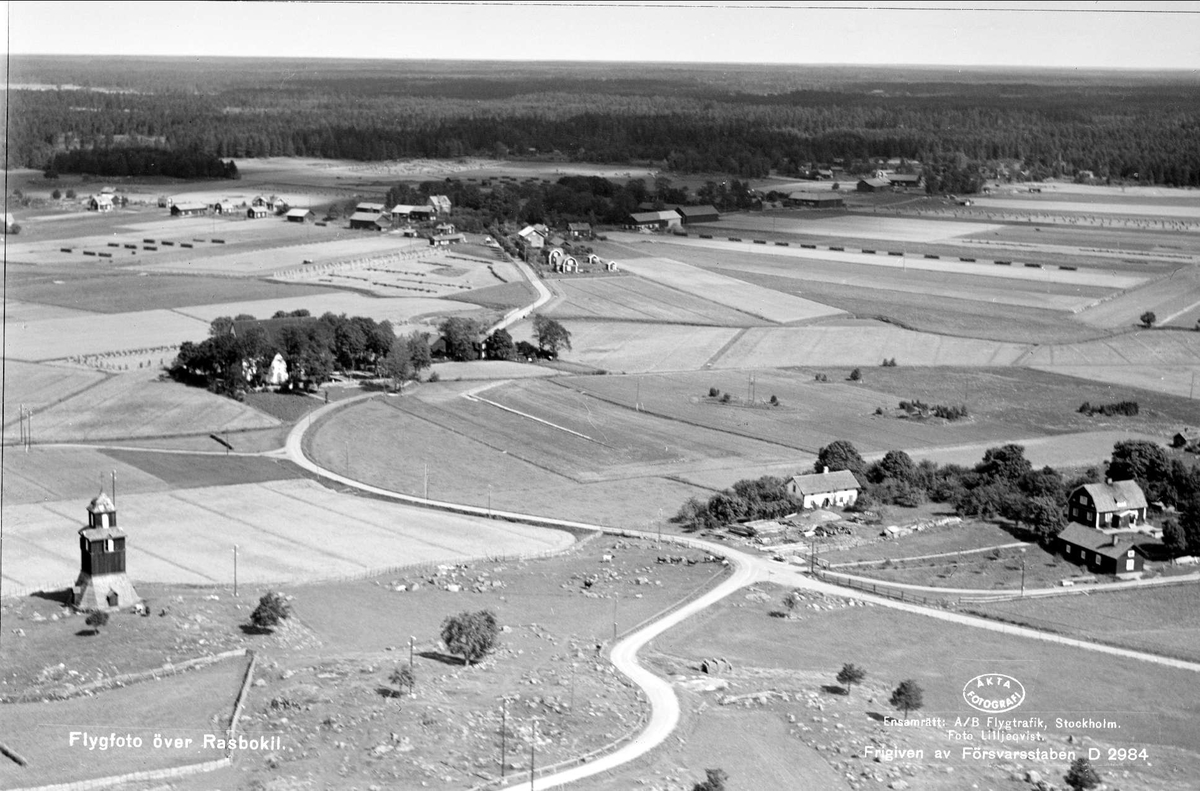 Flygfoto över Rasbokil, Rasbokils socken, Uppland 1936