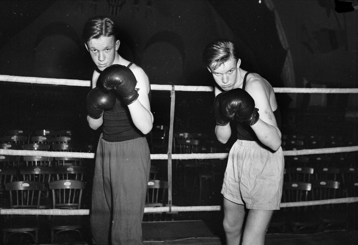 Boxning - instruktion med bröderna Johansson på Bluffen, Uppsala 1950