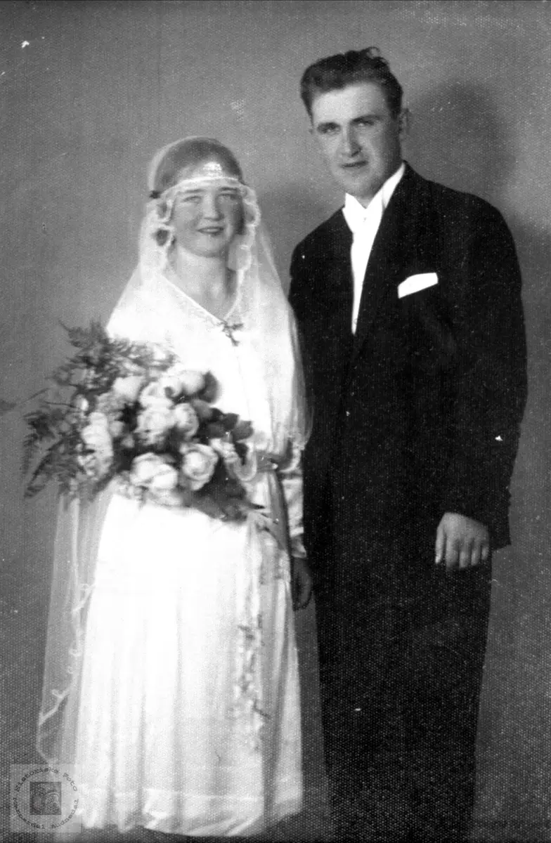 Bryllupsbilde Olga og Alfred Høye, Øyslebø.