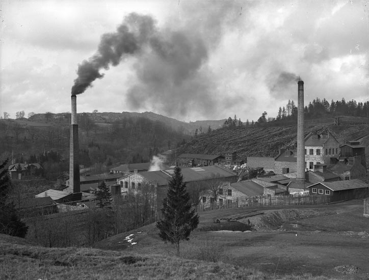 Enligt fotografens noteringar: "Munkedals fabrik omkring år 1910-1914 från Stale hållet."