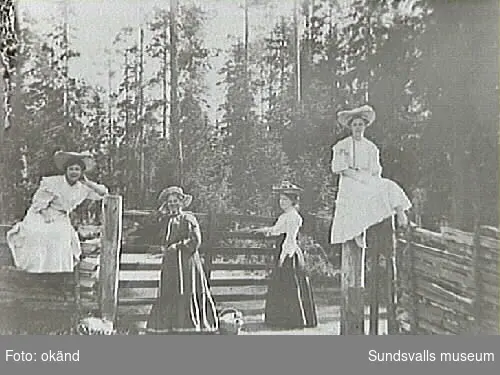 fr.v. Elsa S, Nathalia S, Maria (Macka) Nordberg, Greta S.