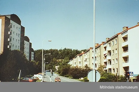 Gatan som leder åt höger är Biskopsbogatan. I bakgrunden ses Safjällets södra del. Okänt årtal.