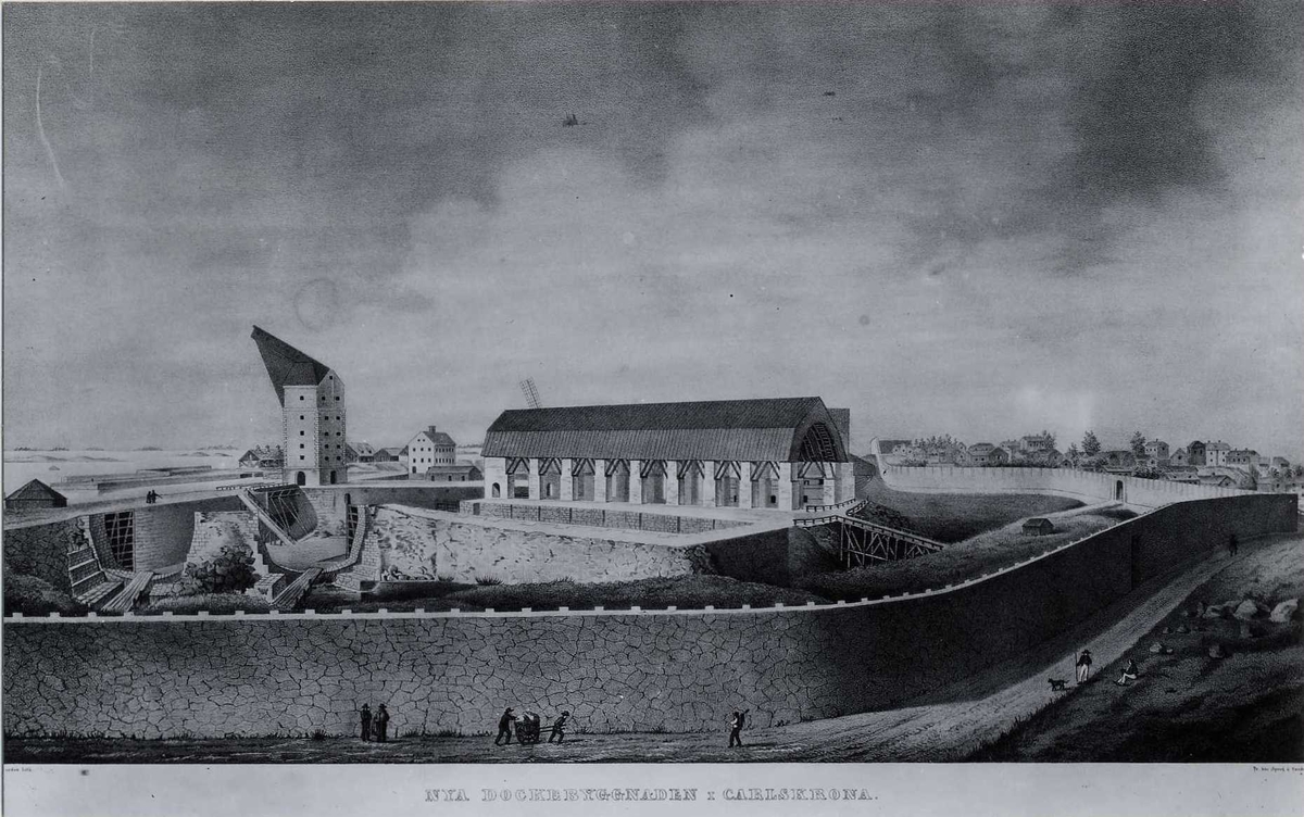Nya dockebyggnaden vid Karlskrona örlogsvarv från åren 1835-1841.