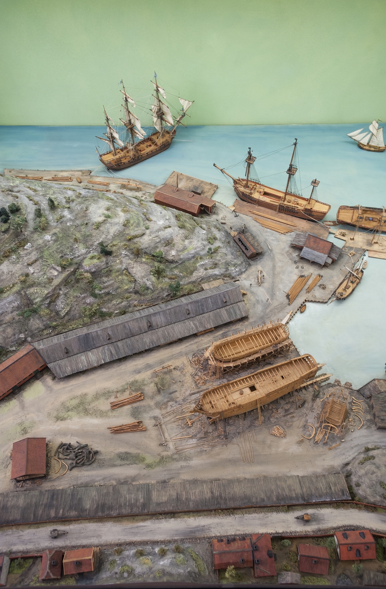 Modell av Södra varvet i Stockholm såsom det såg ut 1781.