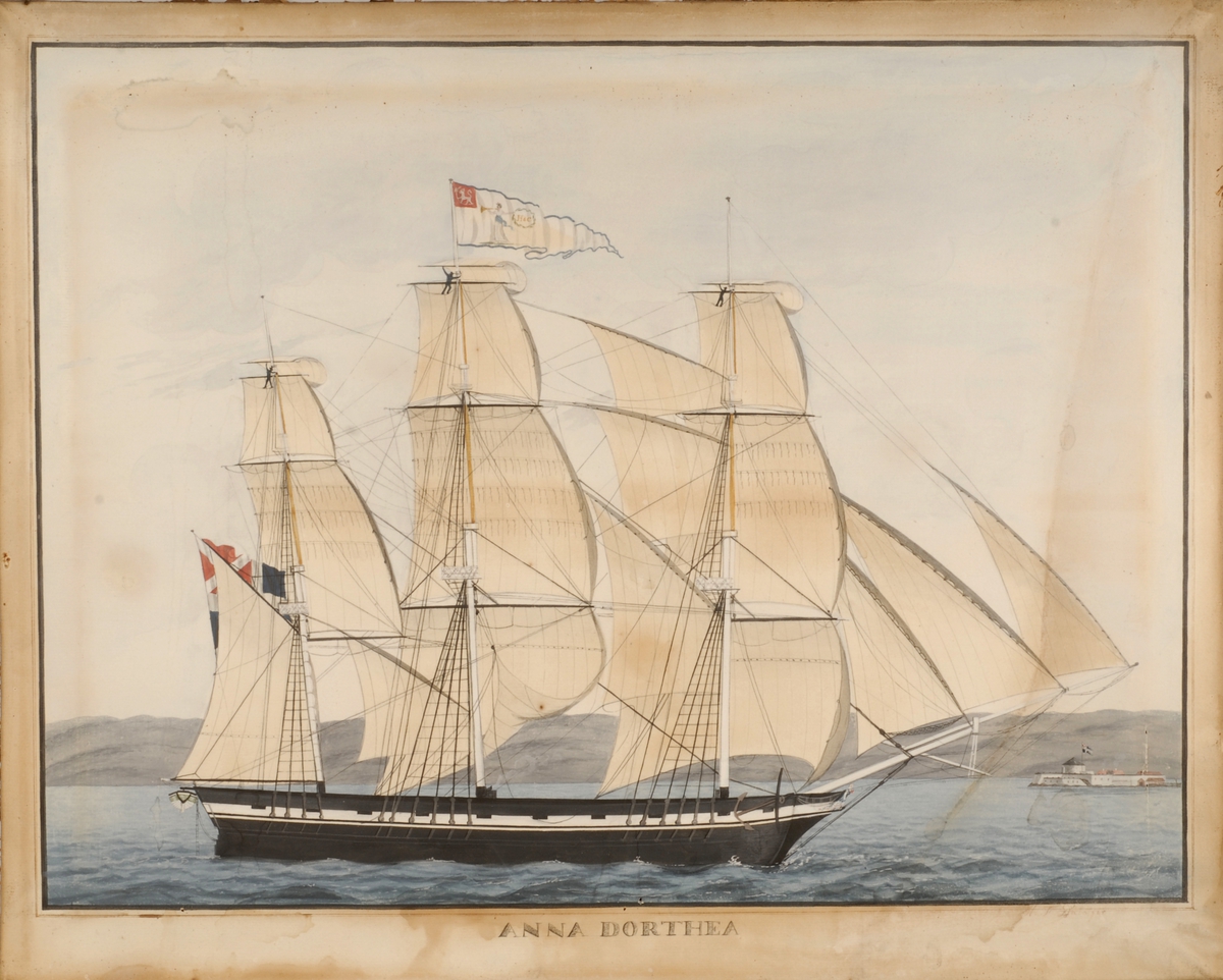 Fartøyet Anna Dorthea med fulle seil.