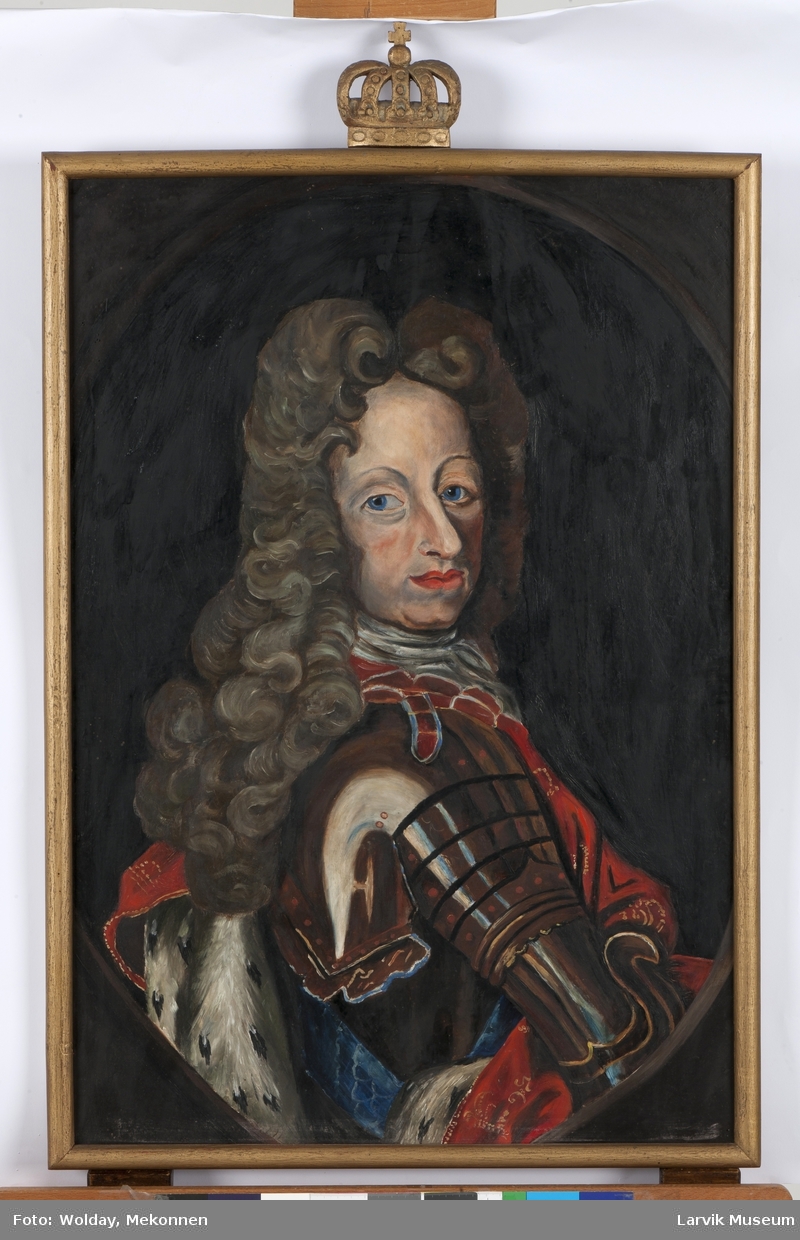 Fredrik IV i rustning og rød kappe