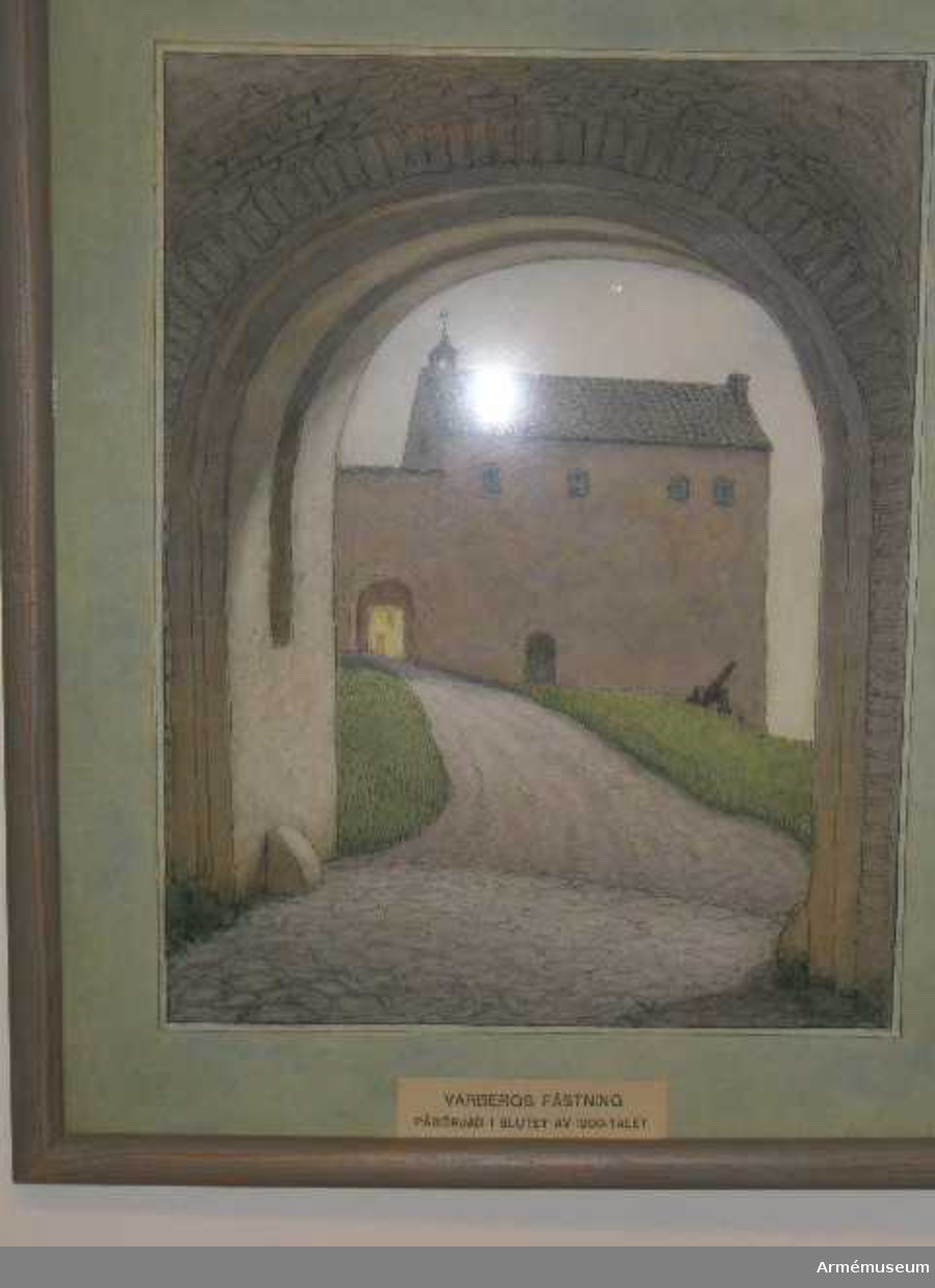 Grupp M I.   
Akvarell föreställande Varbergs fästning.