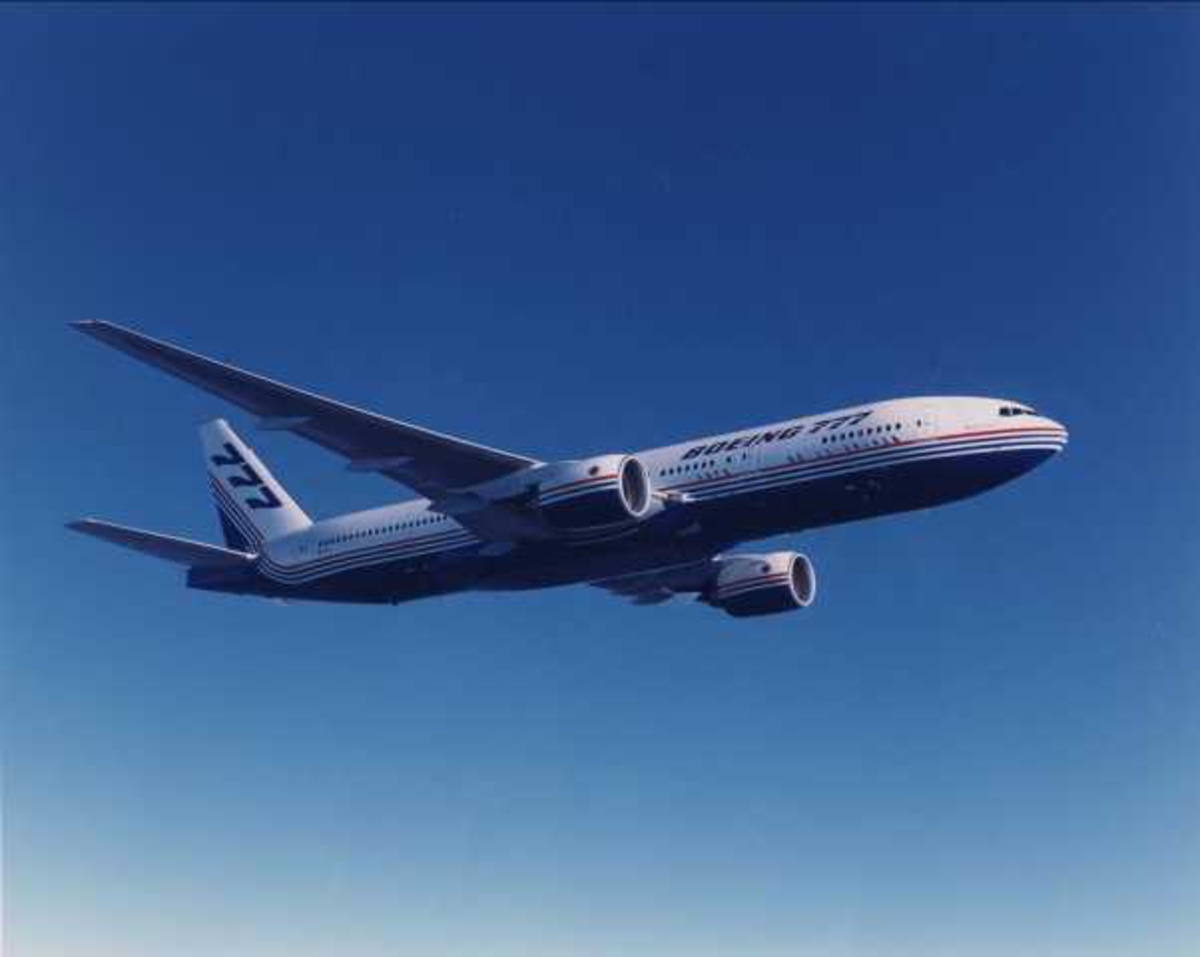 Ett fly i luften. Boeing 777-200. 