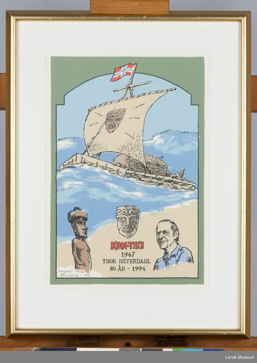 Kon-Tiki 1947. Thor Heyerdahl 80 år 1994.