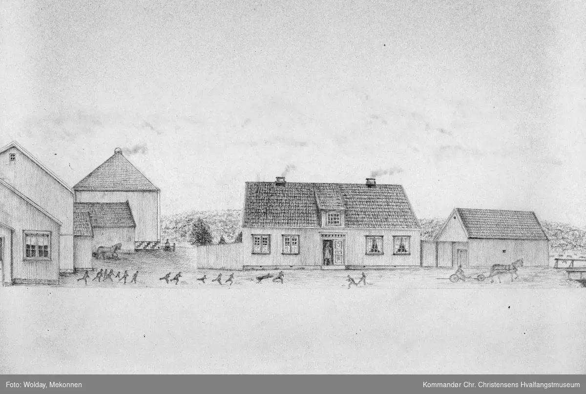 Sandefjords skolebygning, skjenket byen av Chrstf. Hvidt 1815 (Torvet nr. 3 ligger på tomten.