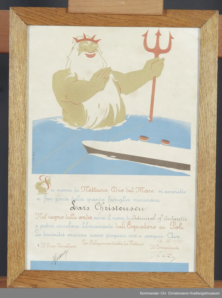 Havguden Poseidon. Ekvator L.C. 15.03-1934