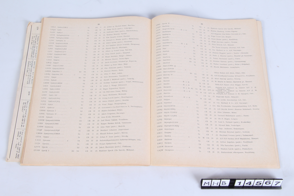 En liste over Norske radiostasjoner. Utgitt oktober 1950.