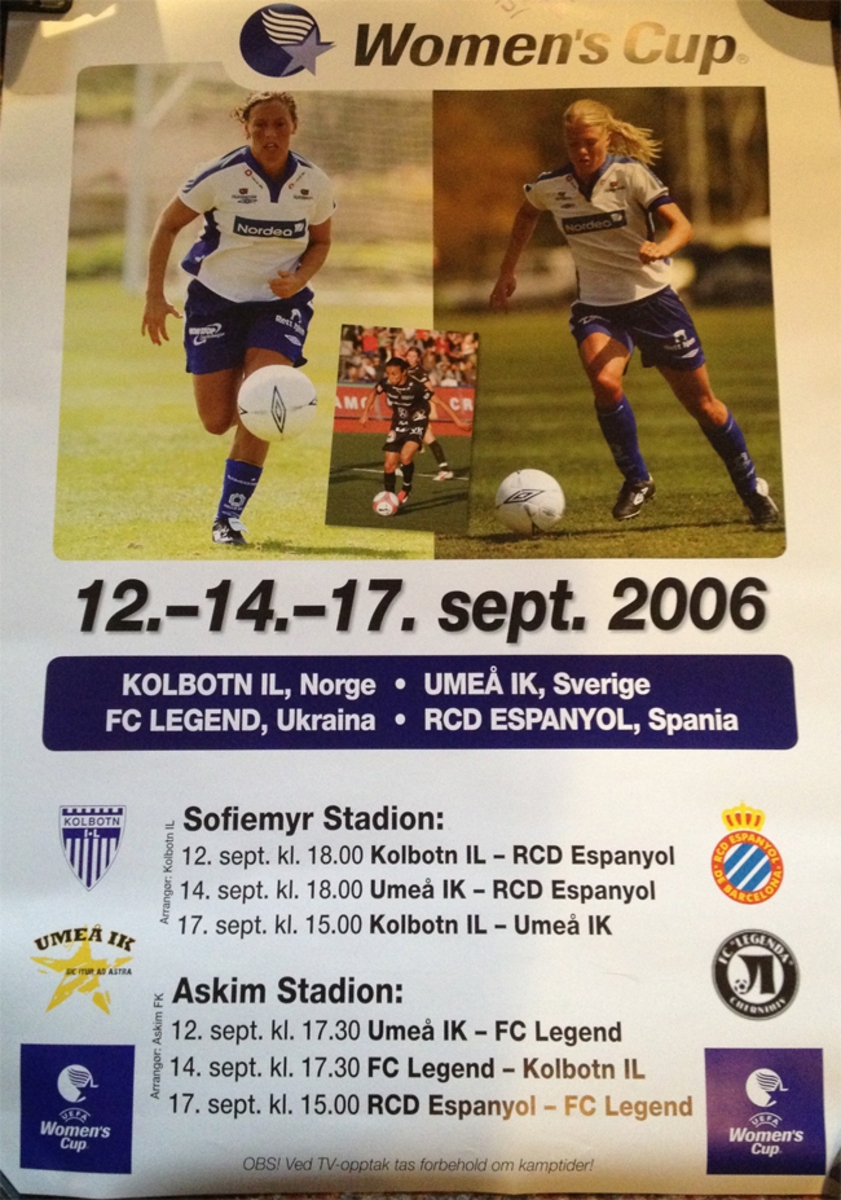 Plakat til UEFA Women's Cup på Sofiemyr Stadion 2006.