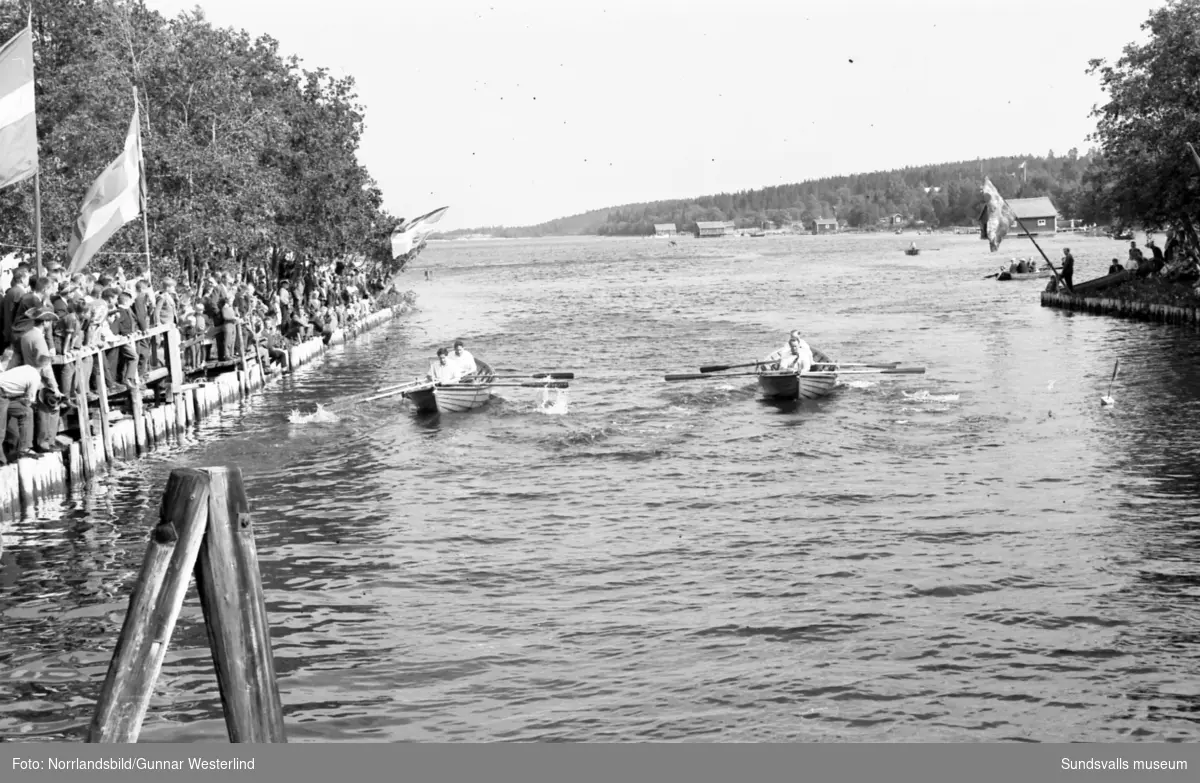 Roddtävlingarna på Fiskarfesten i Tynderö lockade publik långt ut i buskarna. Arrangemanget föddes 1939 och bytte 1967 namn till Åstödagen.