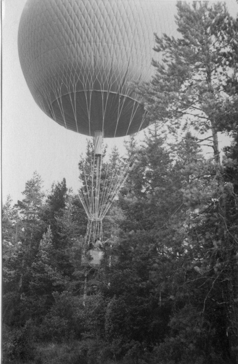 Kulballong m/1930, A 6. Landning i trädkrona.