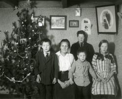 Johanna Solheim med familien ved juletreet