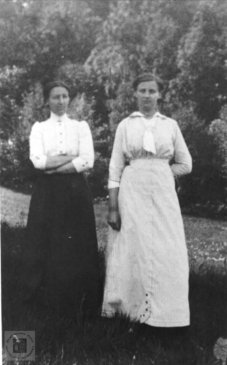 Gruppeportrett. Søstrene Asta og Anna Fidje.