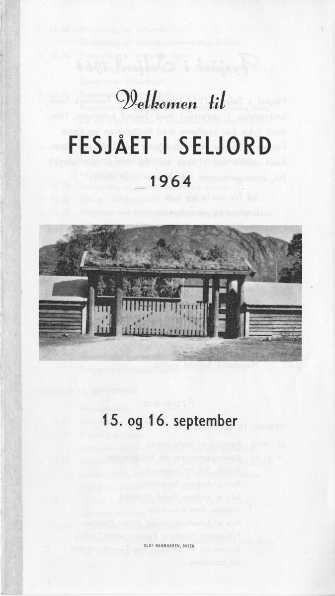 Programbrosjyra frå fesjået i Seljord, 1964.