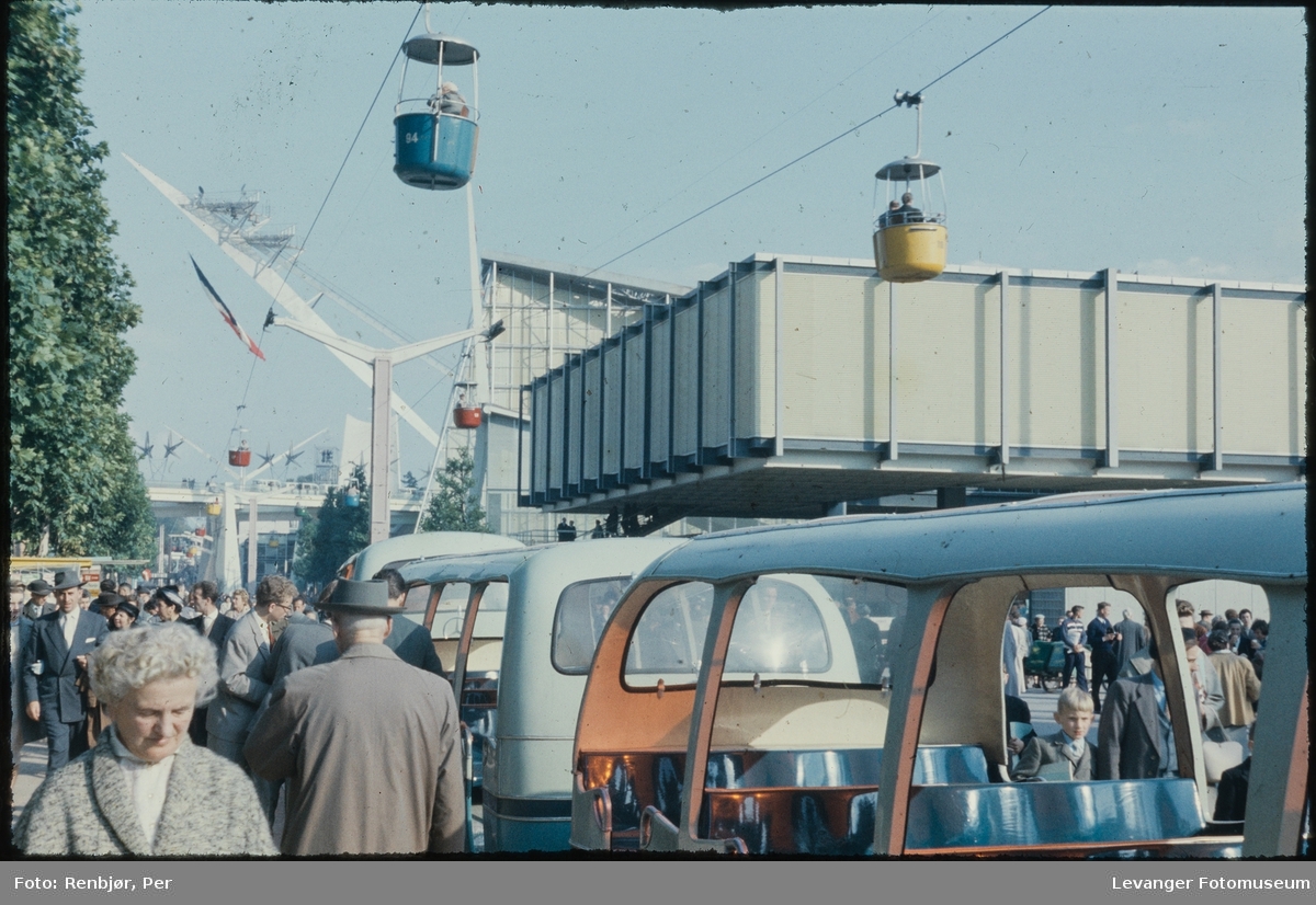 Fra verdensutstillingen Expo 1958 i Brussel, gondolbane på utstillingsåmrådet.