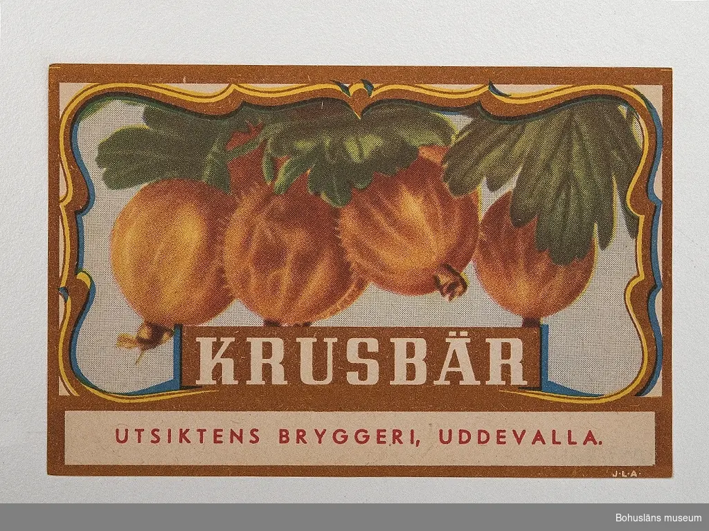 Rektangulär läskedrycksetikett från Utsiktens Bryggeri, Uddevalla.