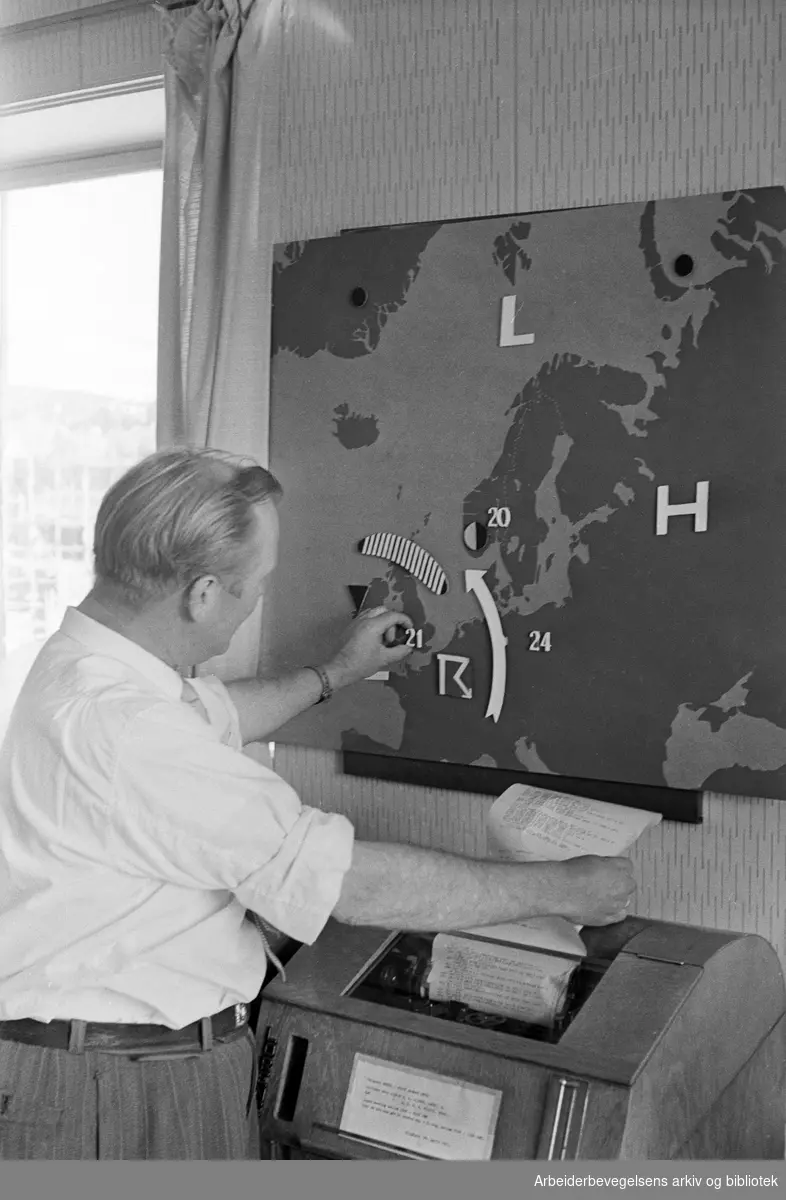 Meteorologisk Institutt på Blindern. Statsmeteorolog Kristian Trægde. Værkart. Telefaks. Juli 1961.