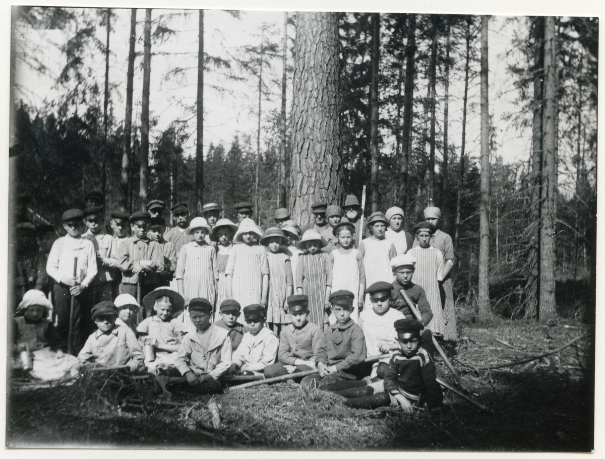 Vittinge sn, Heby kn, Gillberga.
Skogsplantering på Gillberga skog med elever från Gillberga skola, 1920-talet.
