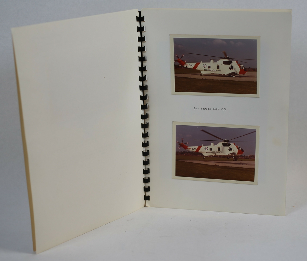 Fotoalbumet inneholder 5 foto av Sea King nr 060, 3 i farger og 2 sort/hvit.