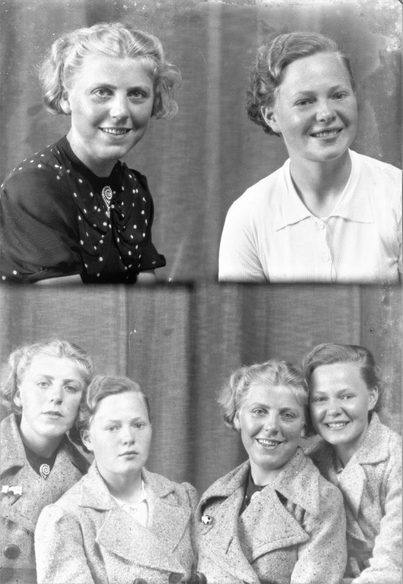 Portrett. To unge kvinner, en ung pike og to gutter. Bestilt av Frk A. Vespestad. B. Øverås