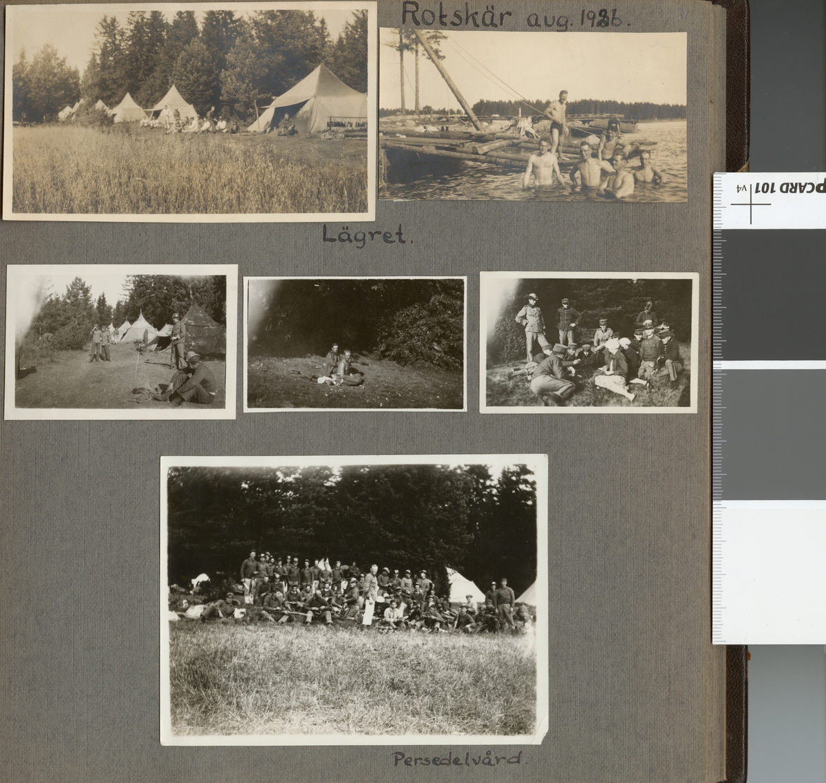 Text i fotoalbum: "Rotskär aug. 1926. Lägret".