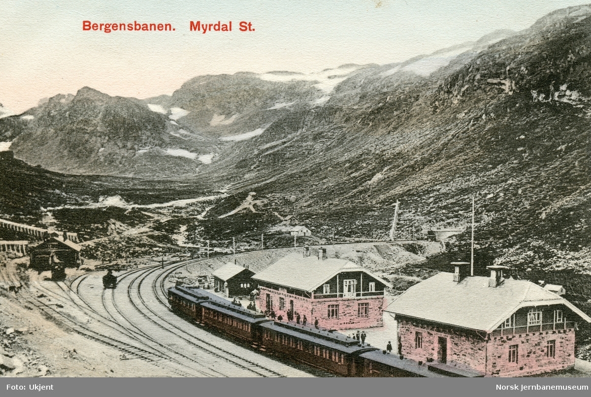 Persontog fra Bergen retning Oslo på Myrdal stasjon