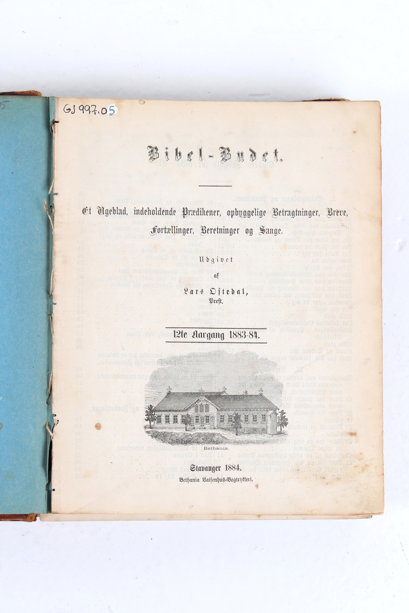 "Bibel-Budet", innbundet tidsskrift, utgitt 1884.