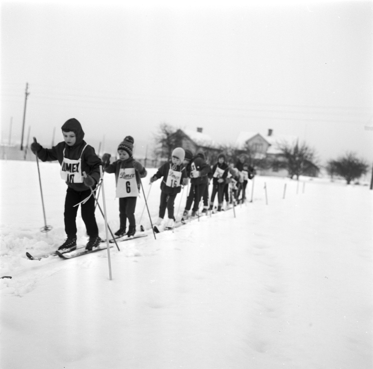 Skidskolestart i Tierp, Uppland 18 januari 1969