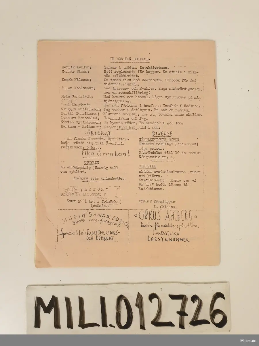 Stencilerad soldattidning från 1948.