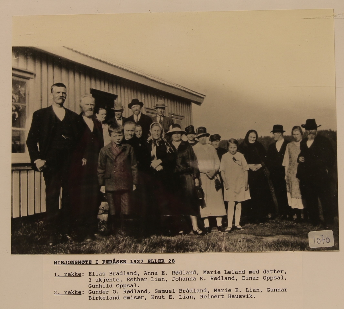 Bilde fra misjonsmøte i Faråsen 1927 eller 1928
