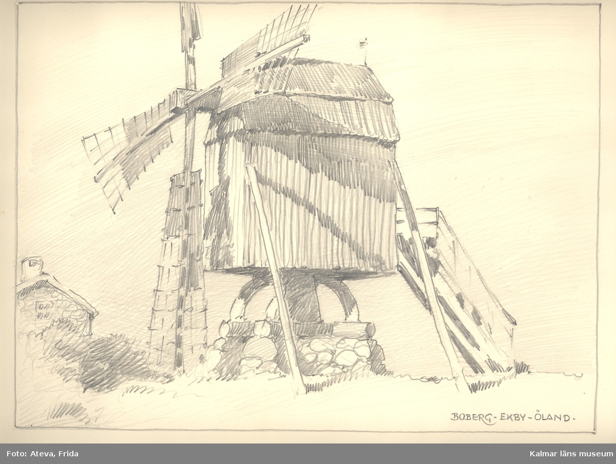 Motivet föreställer en väderkvarn i Egby socken.