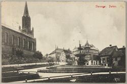 Postkort med motiv fra Petriparken eller St. Peders plass ve