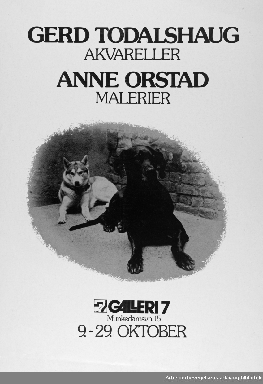 Club 7. Galleri 7. Gerd Todalshaug, akvareller og Anne Orstad, malerier. 9 til 29 oktober U. Å.