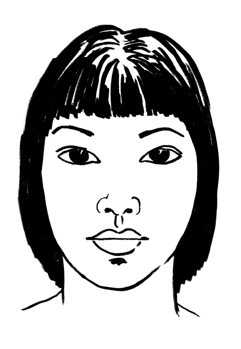 Drawing illustrating a woman.