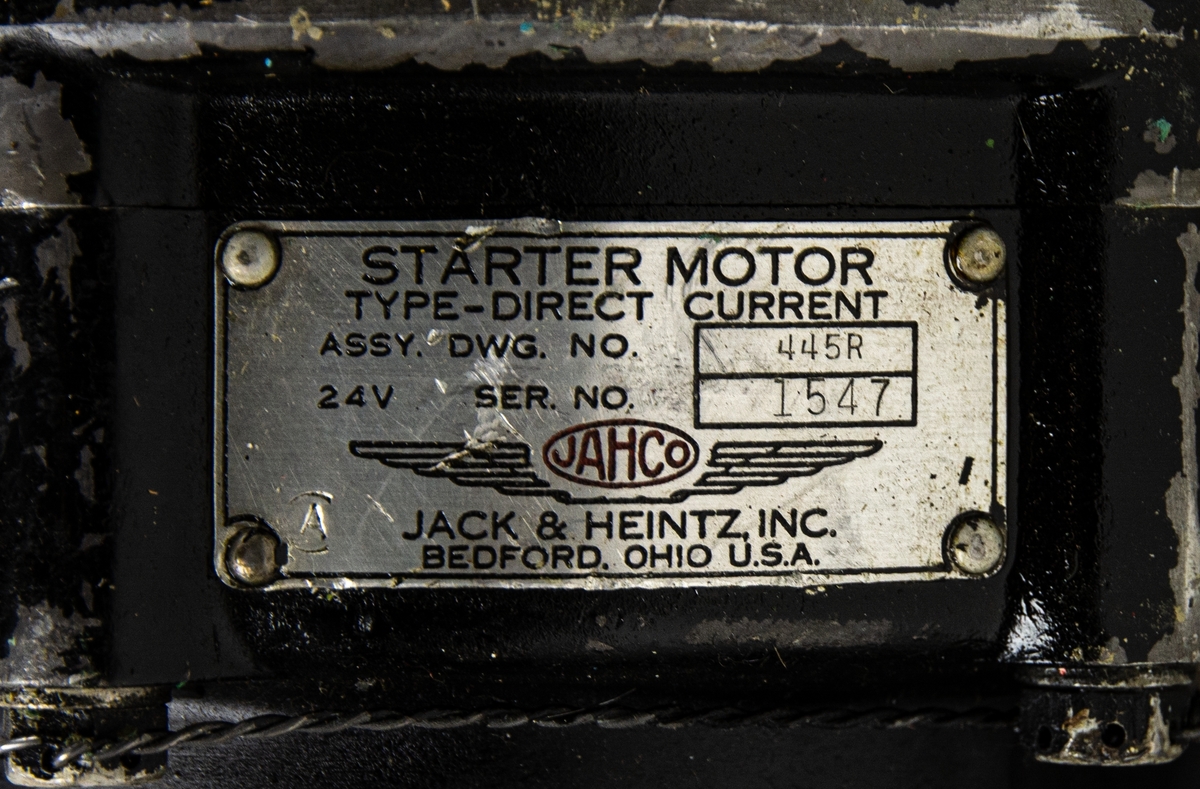 Startmotor Jack & Heintz, typ direct current modell JH3L.