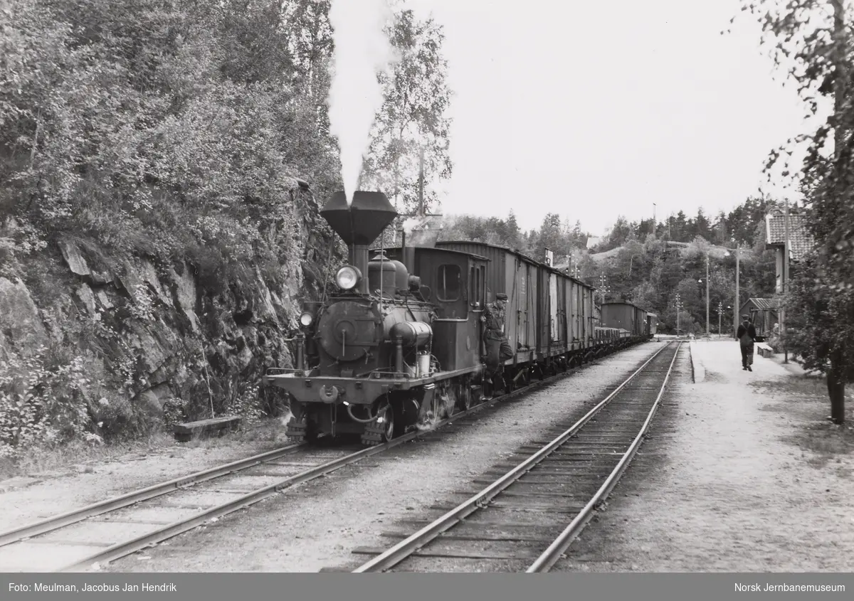 Bllandet tog med damplokomotiv litra XXI nr. 5 på Iveland stasjon