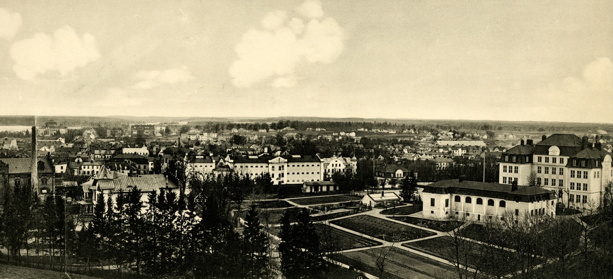 Ringsberg / Kristineberg i Växjö, 1910-tal, sett från gamla vattentornet på Hovsberg.